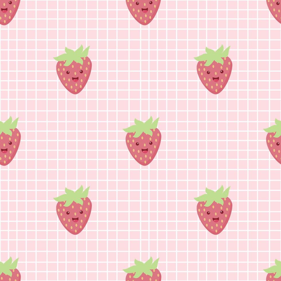 simpatico cartone animato fragola senza cuciture sfondo vettoriale design per bambini, decorazione, carta da parati, carta da imballaggio, tessuto, sfondo