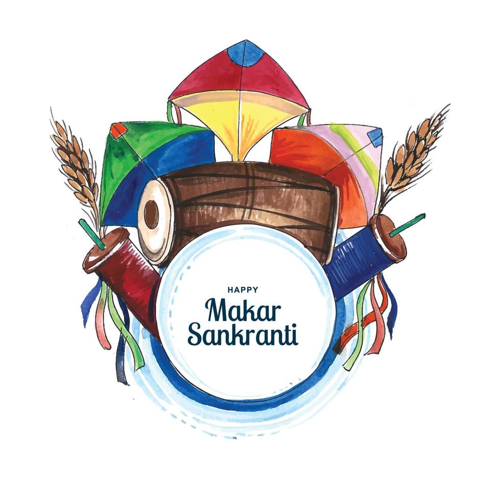 felice biglietto di auguri makar sankranti festival india design vettore