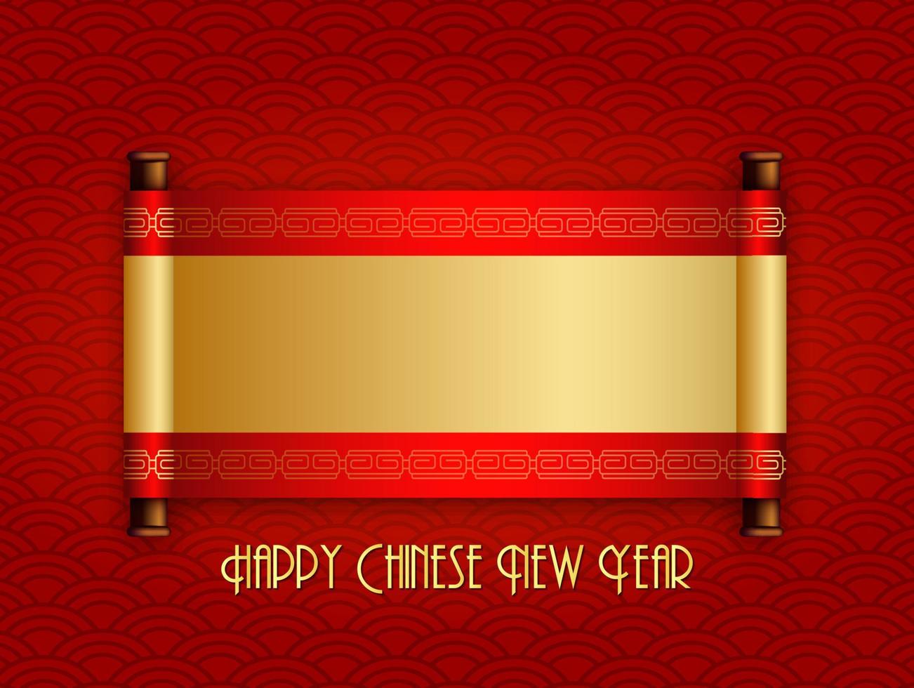biglietto di auguri di capodanno cinese con scorrimento cinese. posto per il tuo testo vettore
