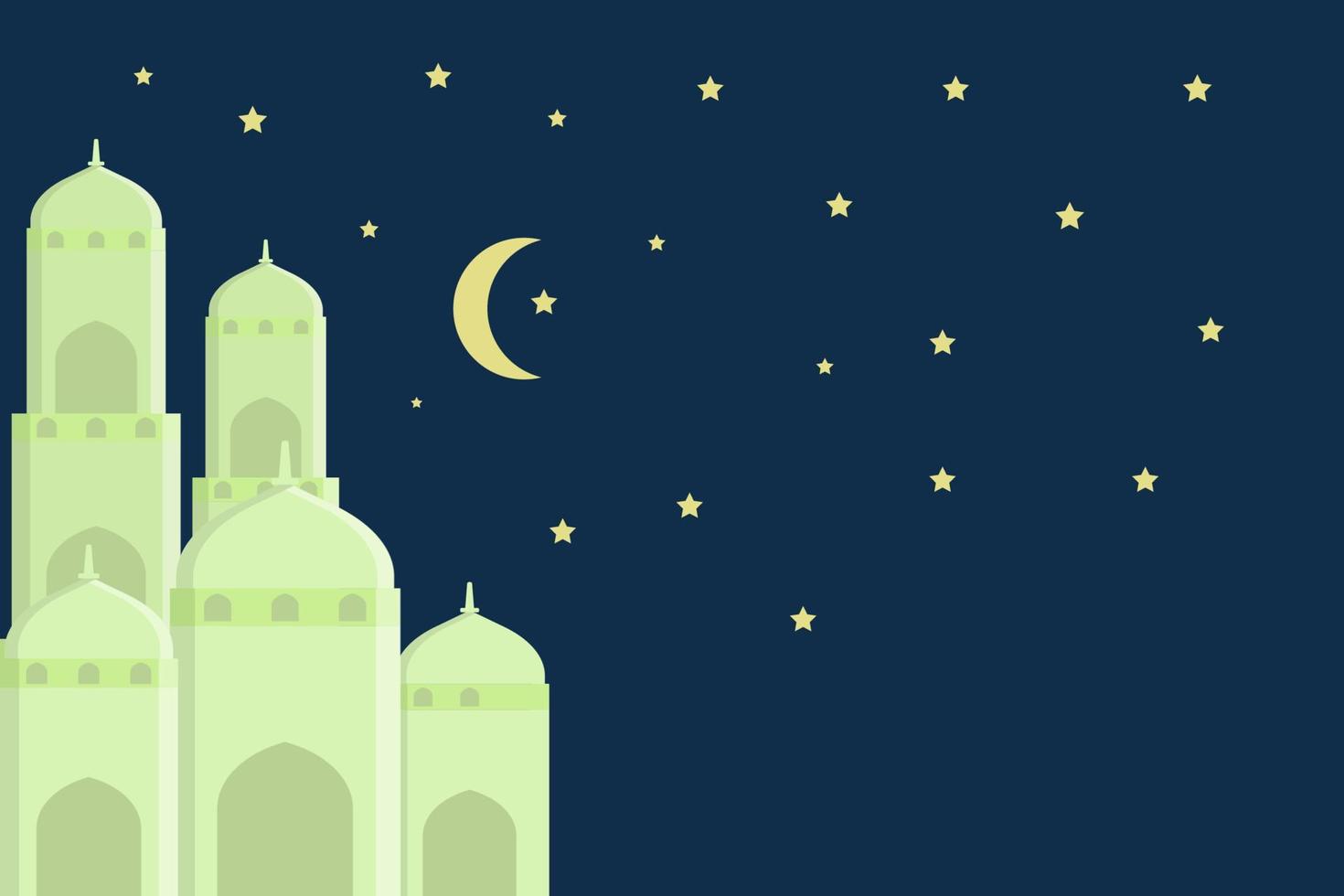 illustrazione della decorazione islamica per il ramadan con moschea, luna e stella vettore