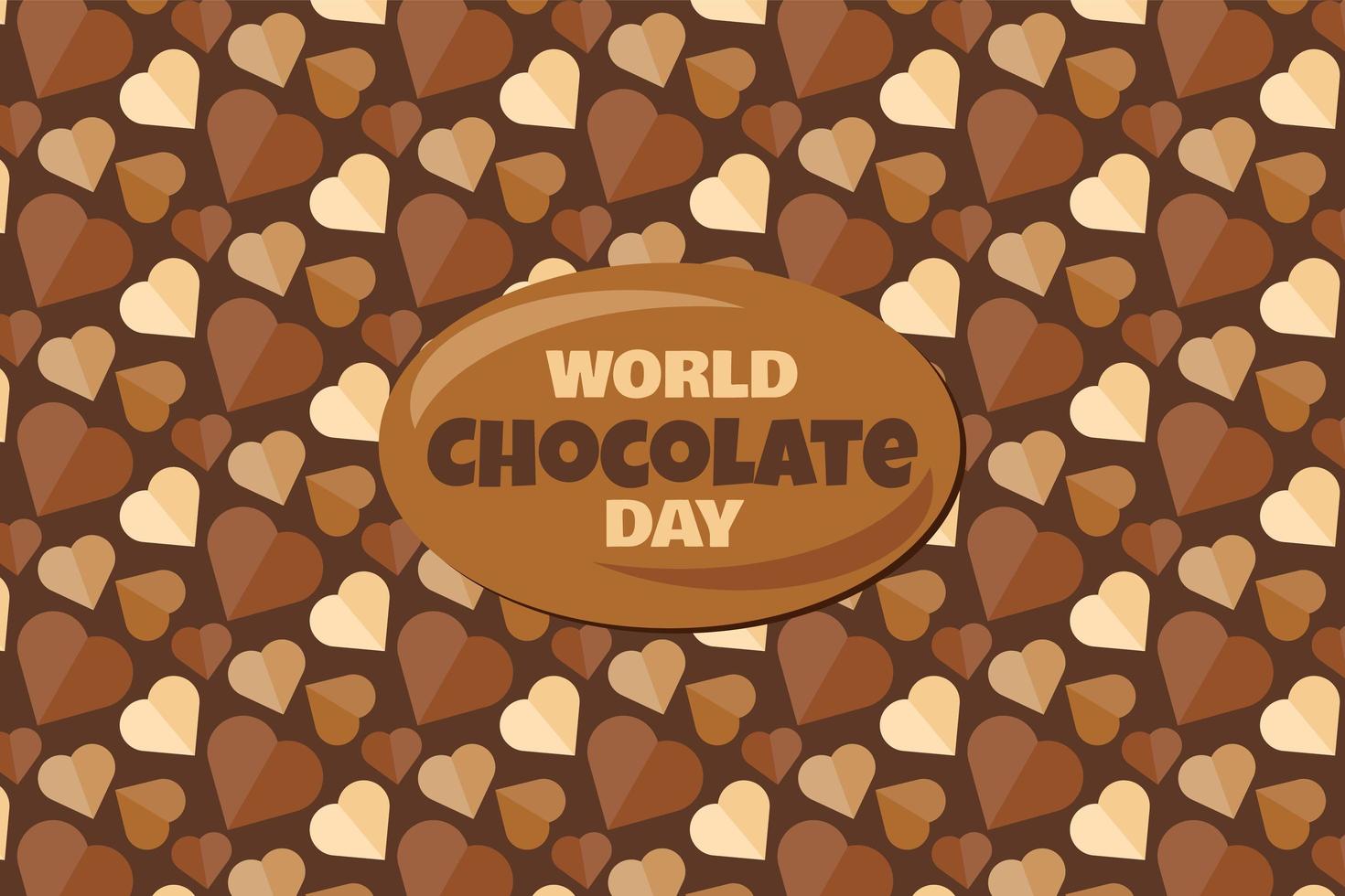 striscioni per la giornata mondiale del cioccolato con testo e gustoso sfondo di dessert vettore