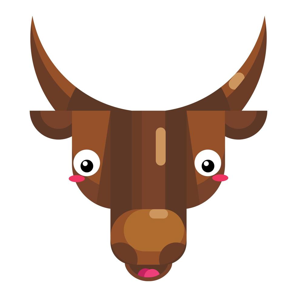 emoji faccia di toro timido, icona di mucca sorridente arrossita isolato segno di emozione vettore