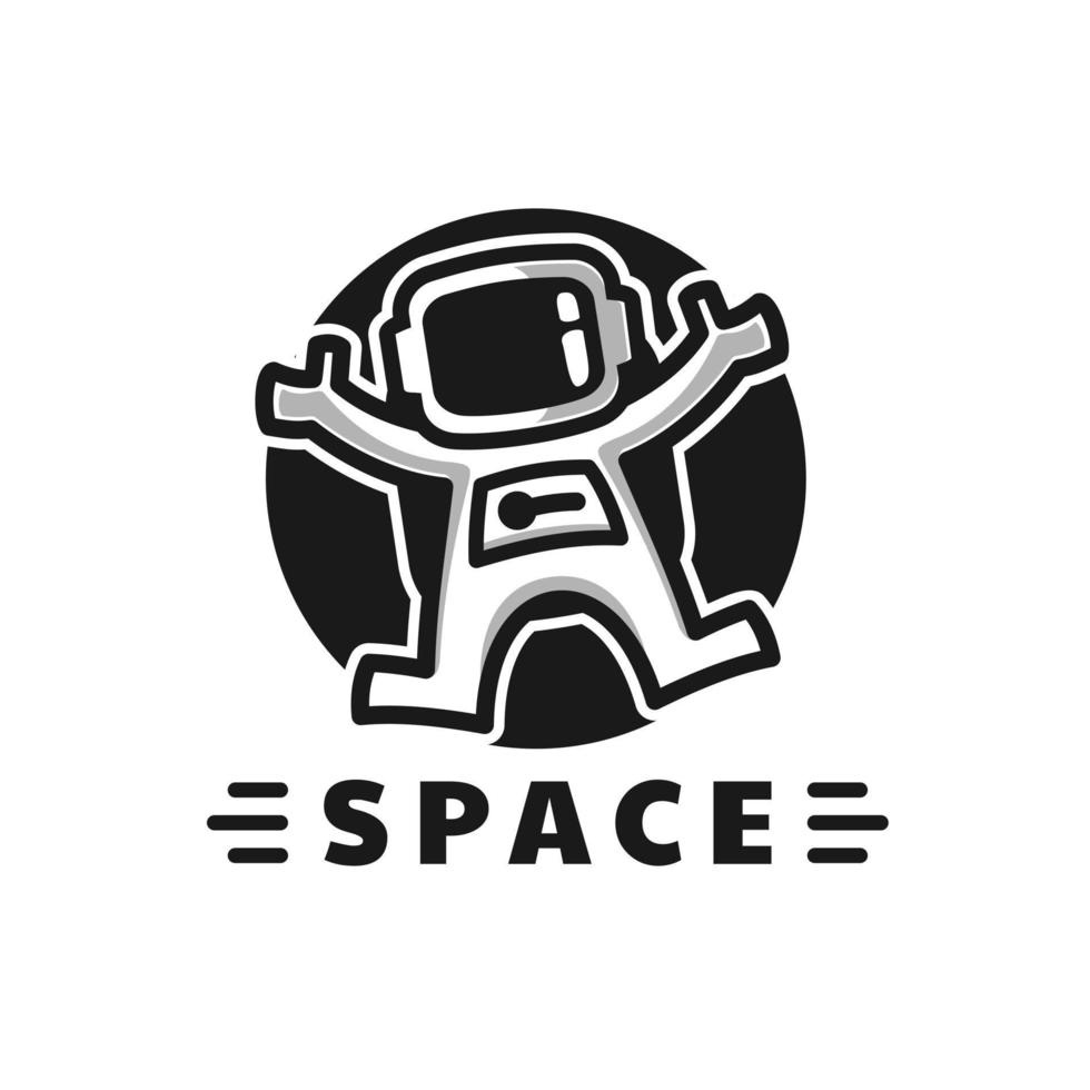 l'astronauta galleggiava nel design del logo spaziale vettore