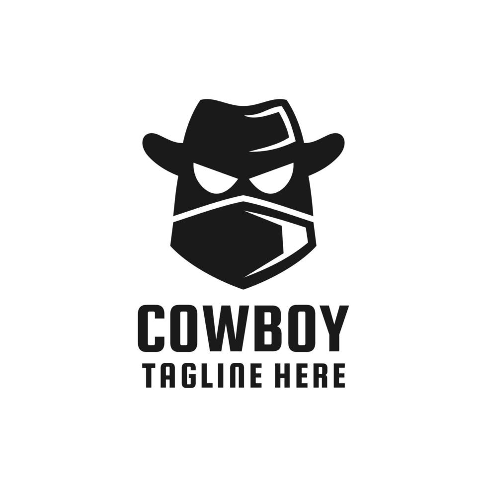 semplice design del logo del robot cowboy cool vettore
