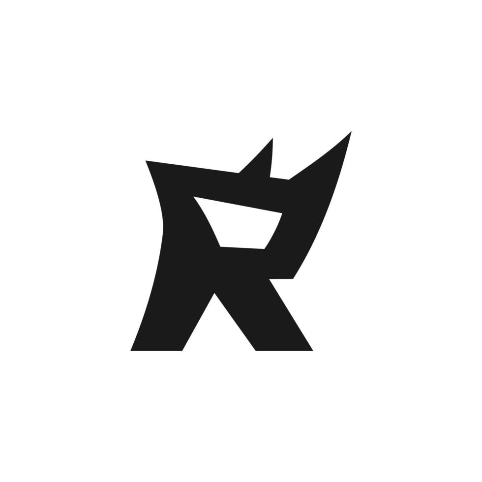 forte testa di rinoceronte che forma la lettera r logo design vettore
