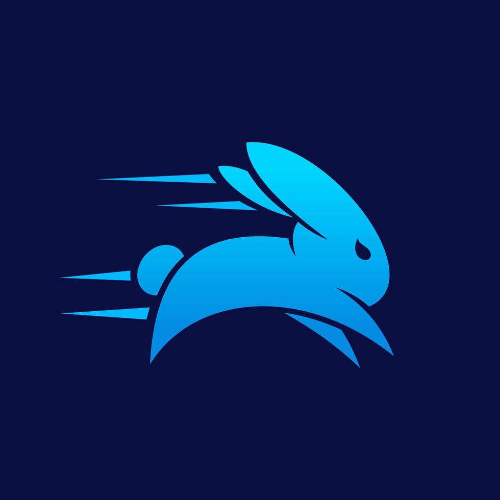 il coniglio blu corre veloce flash logo progetta ispirazione vettore