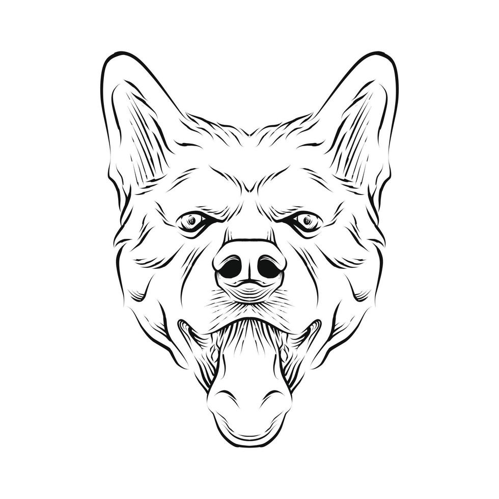 illustrazione disegnata a mano della testa di cane vettore