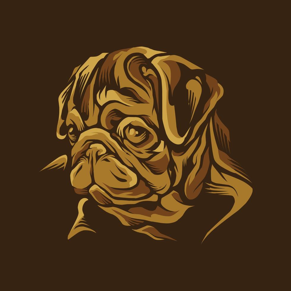 illustrazione di testa di cane in oro scuro vettore
