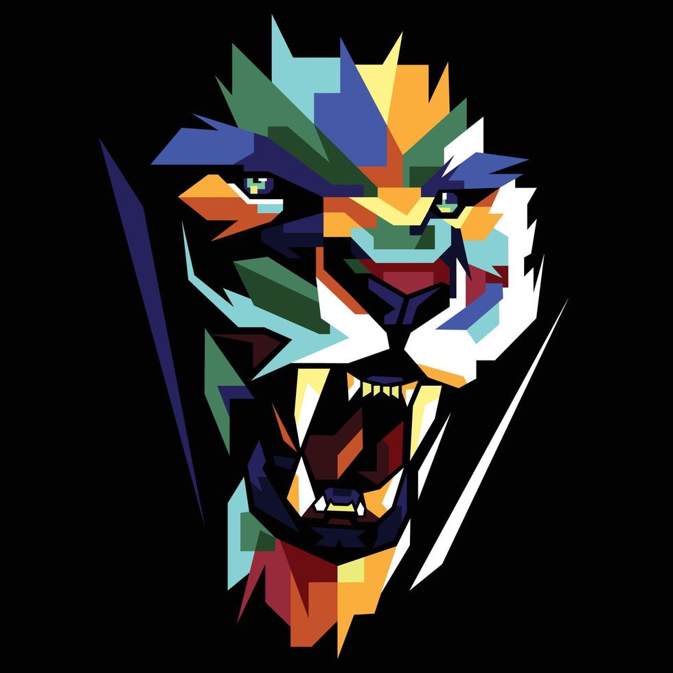 illustrazione di leone colorato vettore