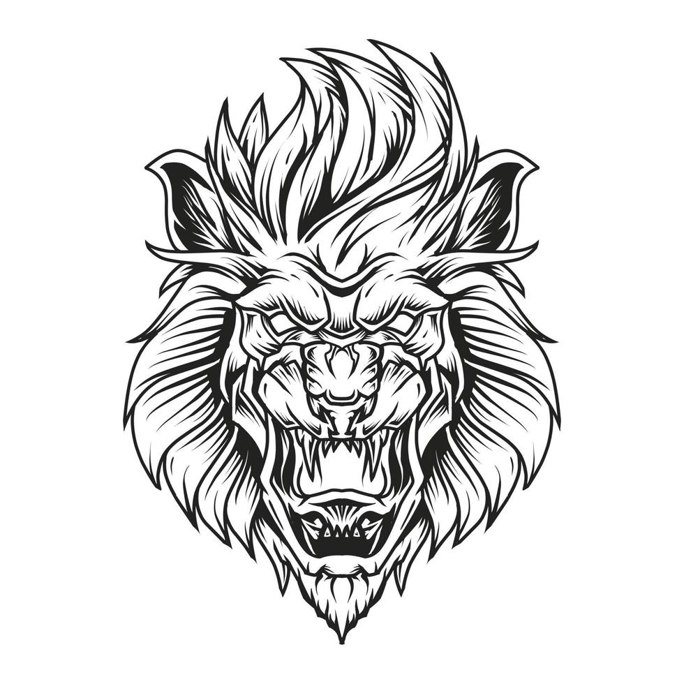 illustrazione di arte della linea della testa di leone vettore
