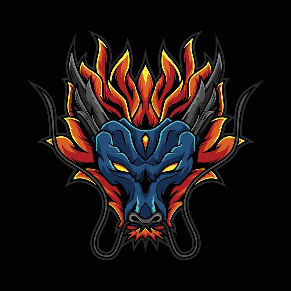 illustrazione del logo della testa di fuoco del drago vettore