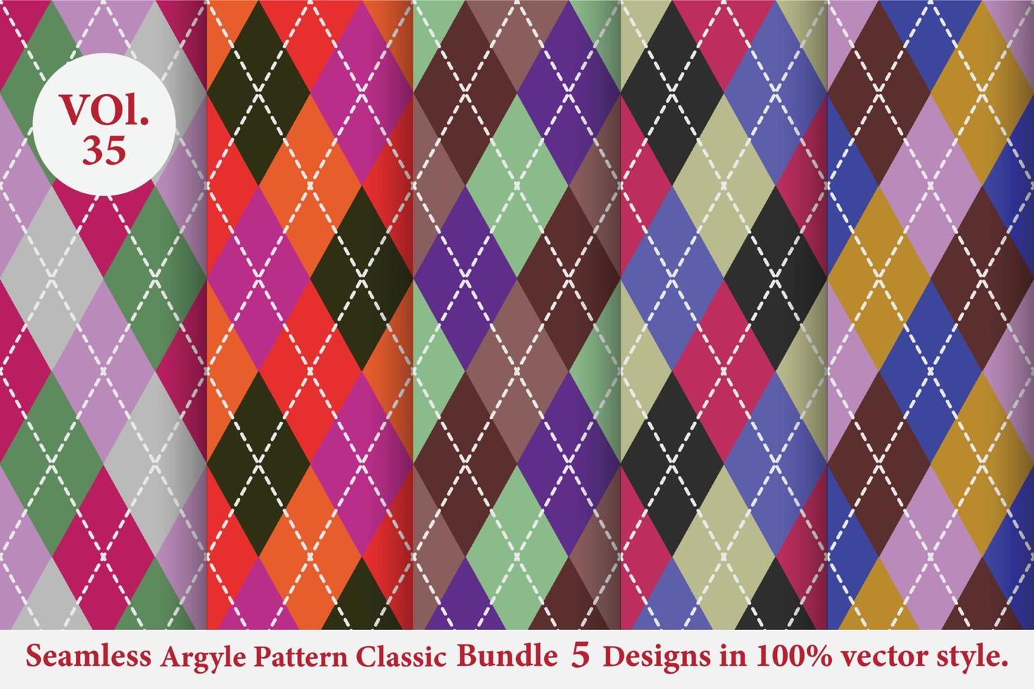 argyle modello classico vettore bundle 5 disegni tradizionali, sfondo trama tessuto