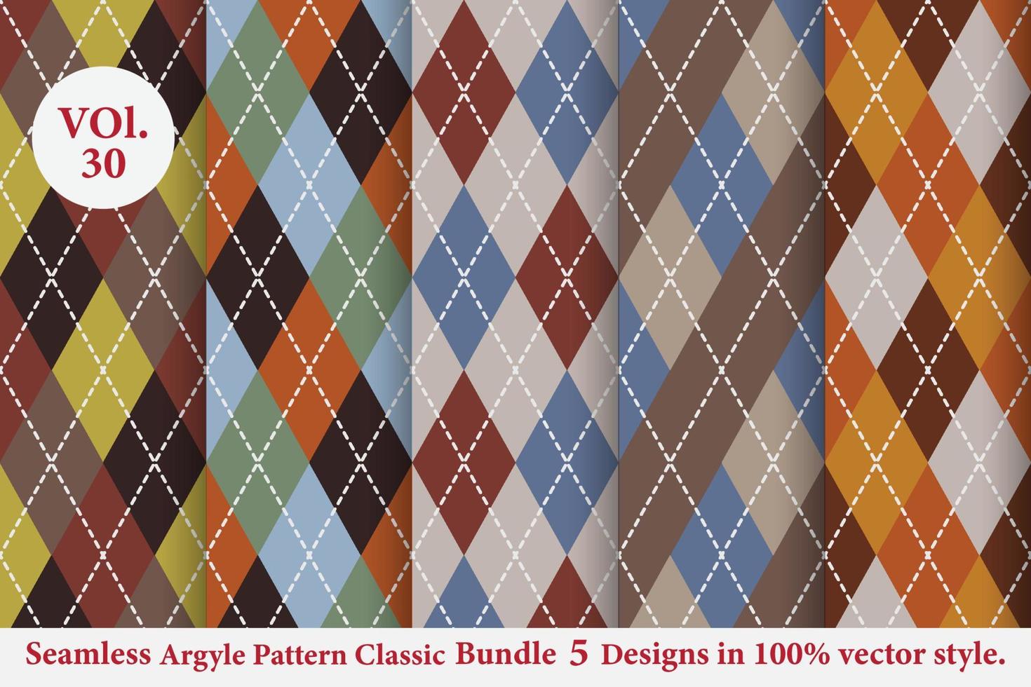 argyle modello classico vettore bundle 5 disegni tradizionali, sfondo trama tessuto