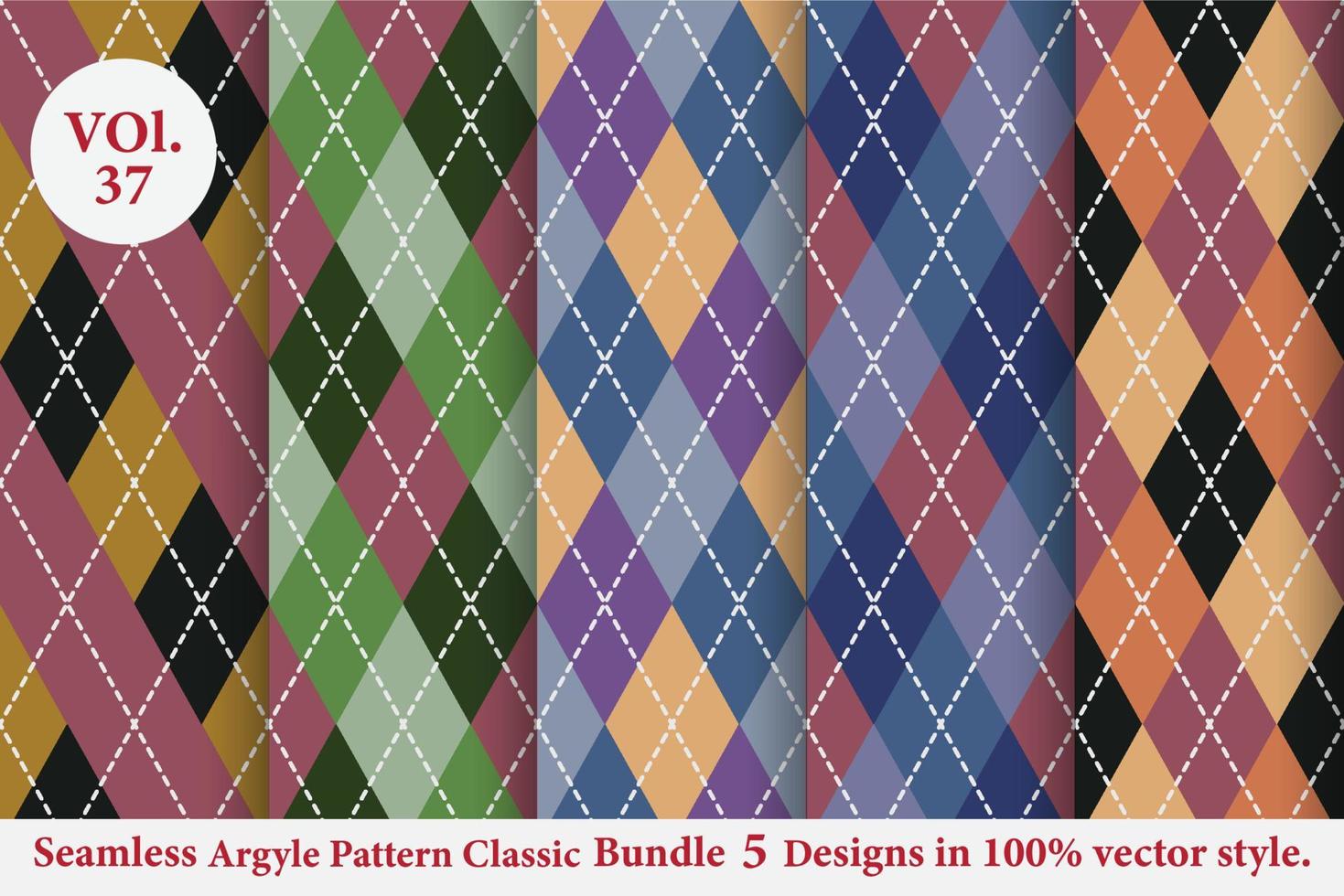 argyle modello classico vettore bundle 5 disegni tradizionali, sfondo trama tessuto