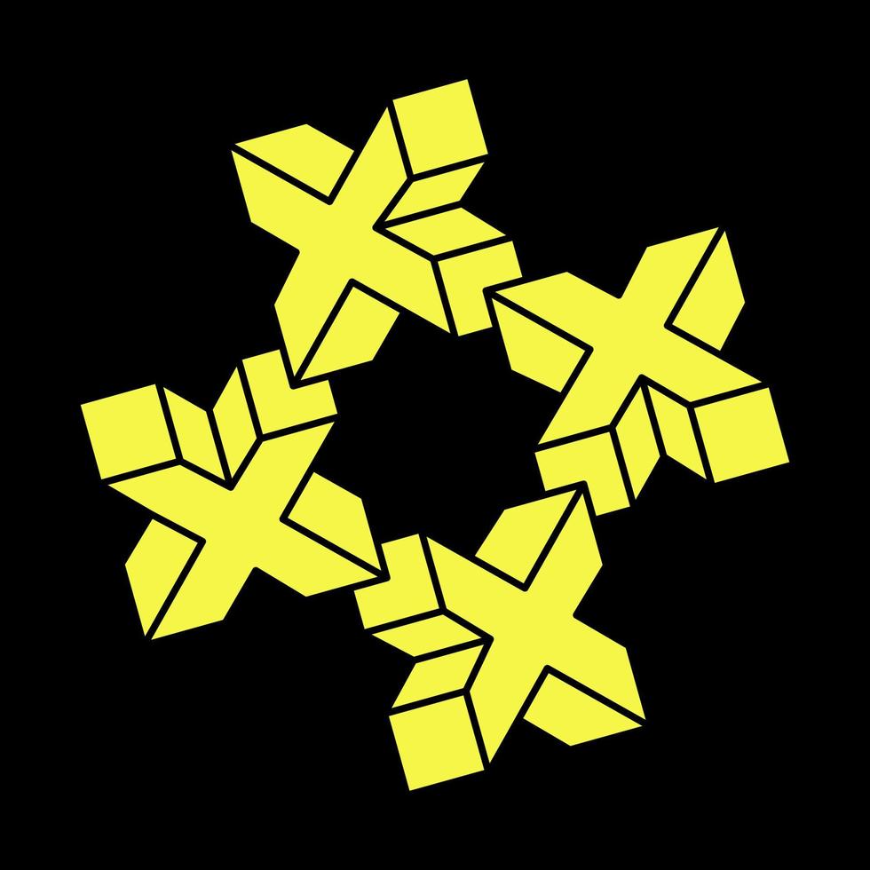 design del logo di forme impossibili, oggetto di illusione ottica. arte ottica. figura di geometria sacra. geometria. paradosso di Escher. vettore