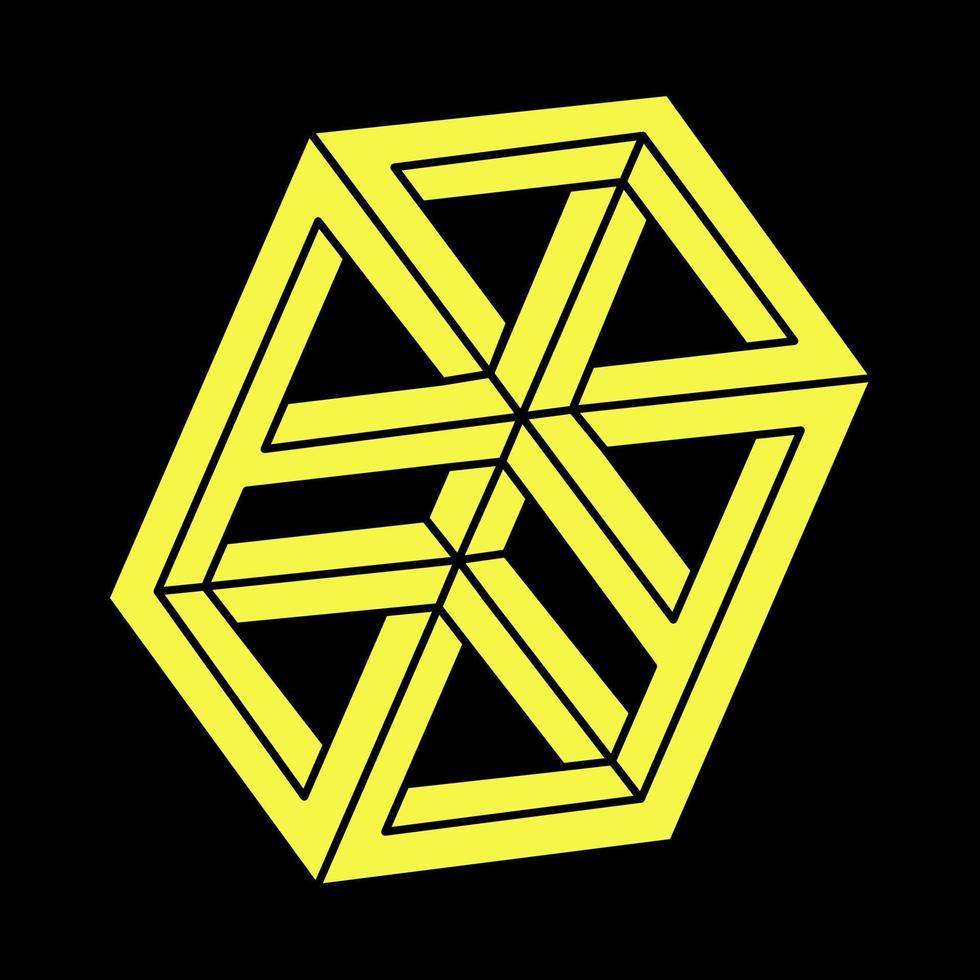 design del logo di forme impossibili, oggetto di illusione ottica. op. art. figura di geometria sacra. paradosso di Escher. vettore