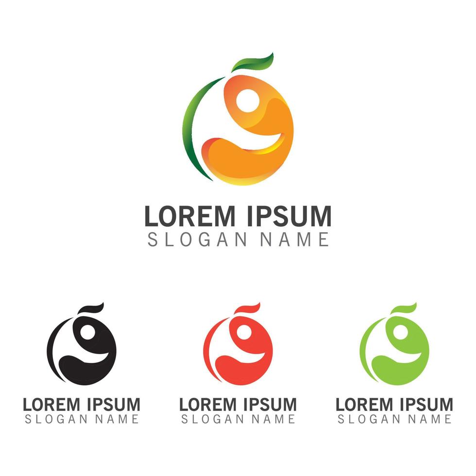 vettore di concetto di design del logo di frutta arancione, modello di logo arancione