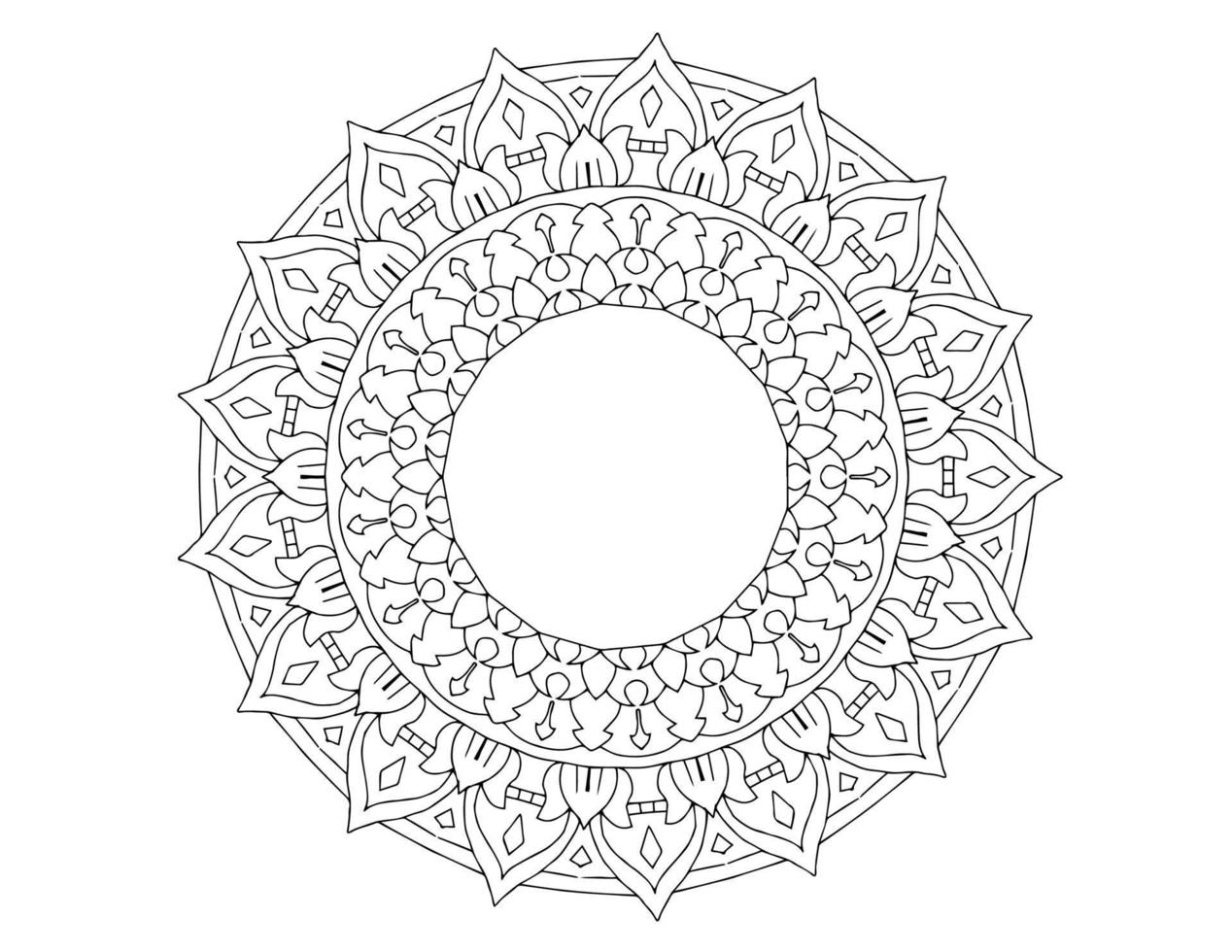 mandala art design in bianco e nero, reale, vintage vettore