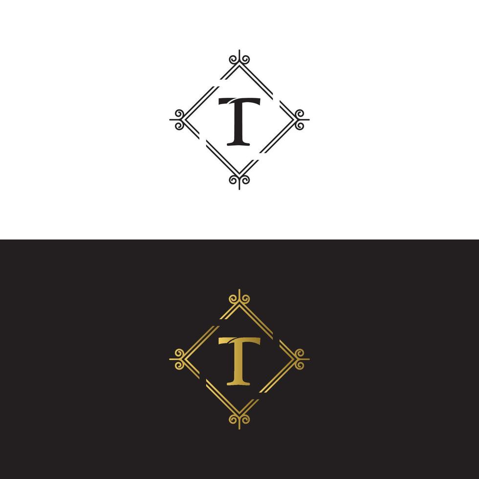 lettera di lusso mark t logo design template vettoriale
