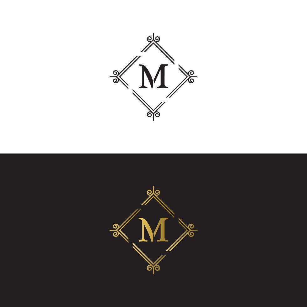 lettera di lusso mark m logo design template vettoriale