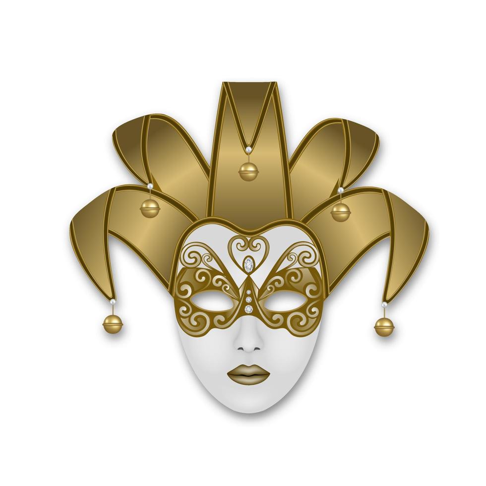 maschera veneziana di carnevale. maschera allegra isolata vettore