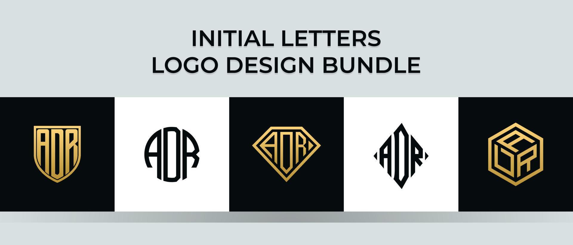 lettere iniziali adr logo design bundle vettore