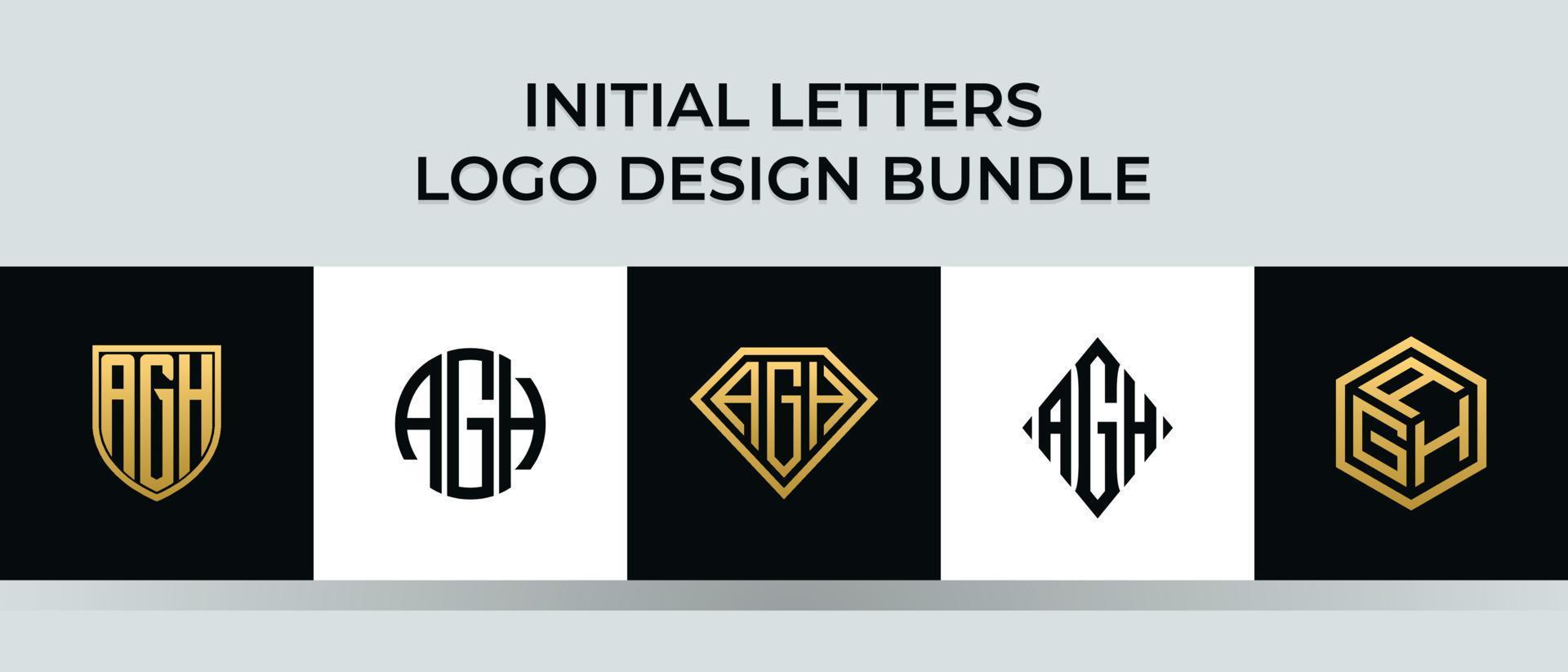 lettere iniziali agh logo design bundle vettore