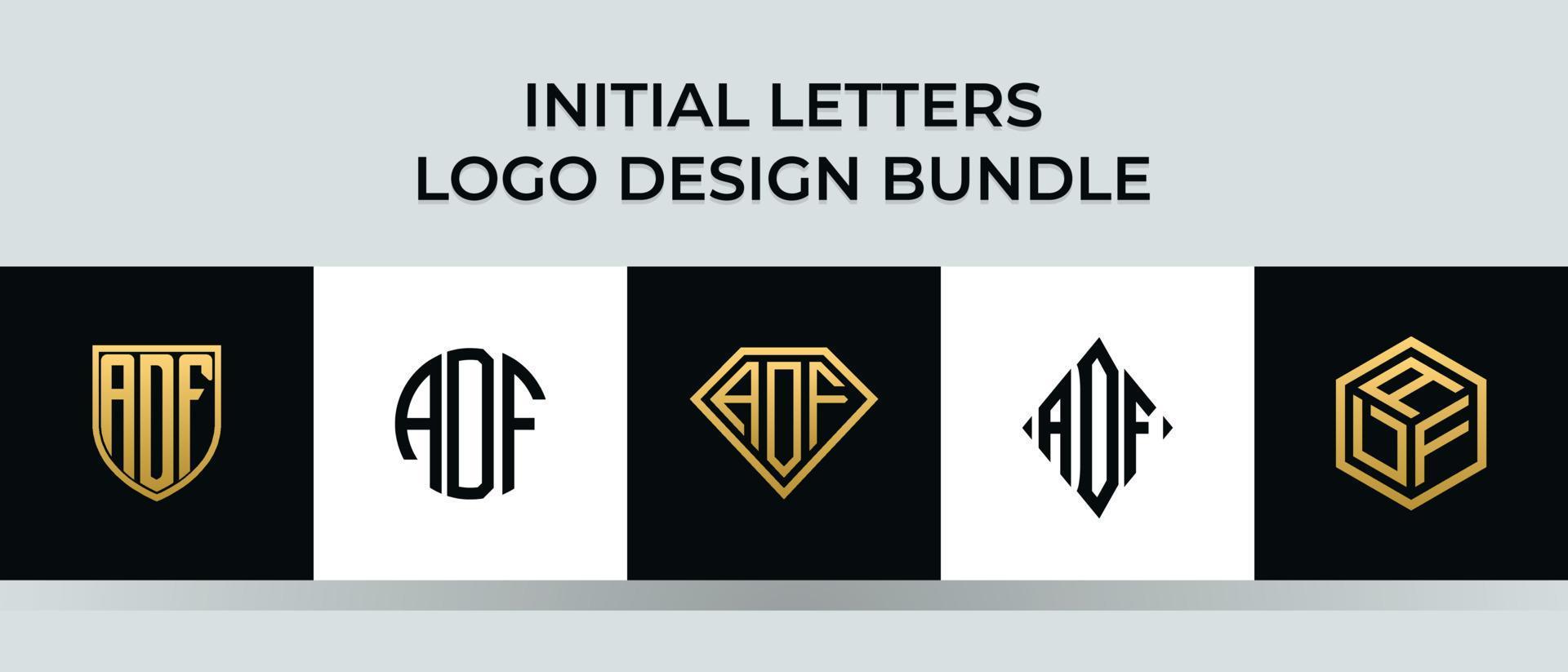 lettere iniziali adf logo design bundle vettore