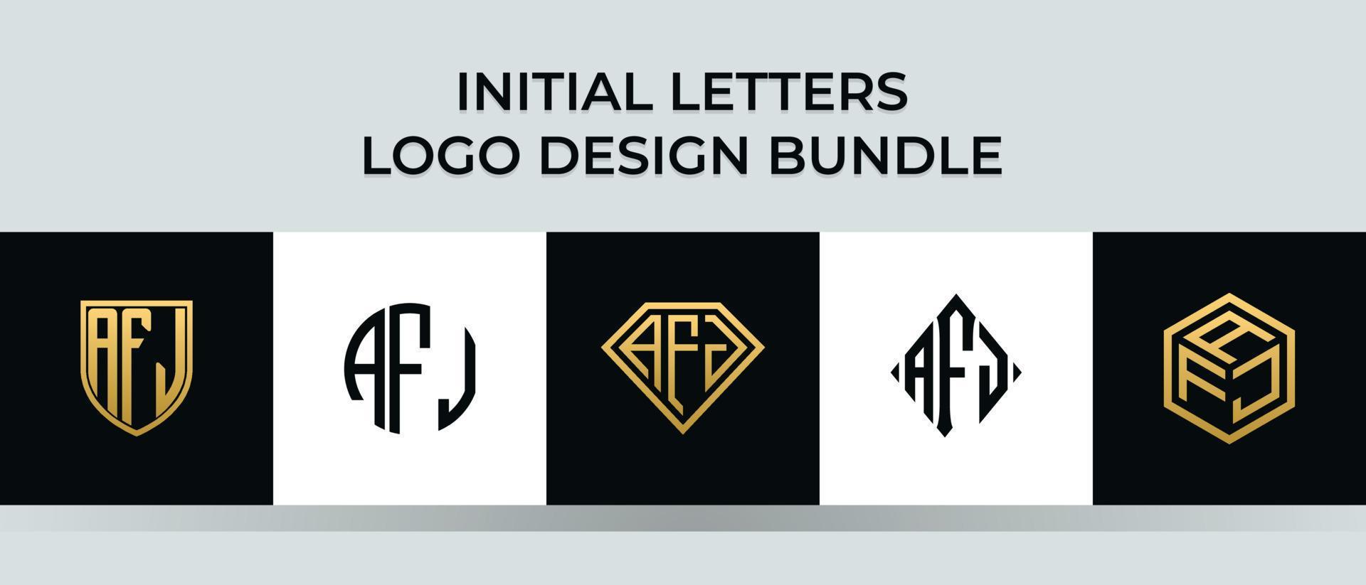 lettere iniziali afj logo design bundle vettore