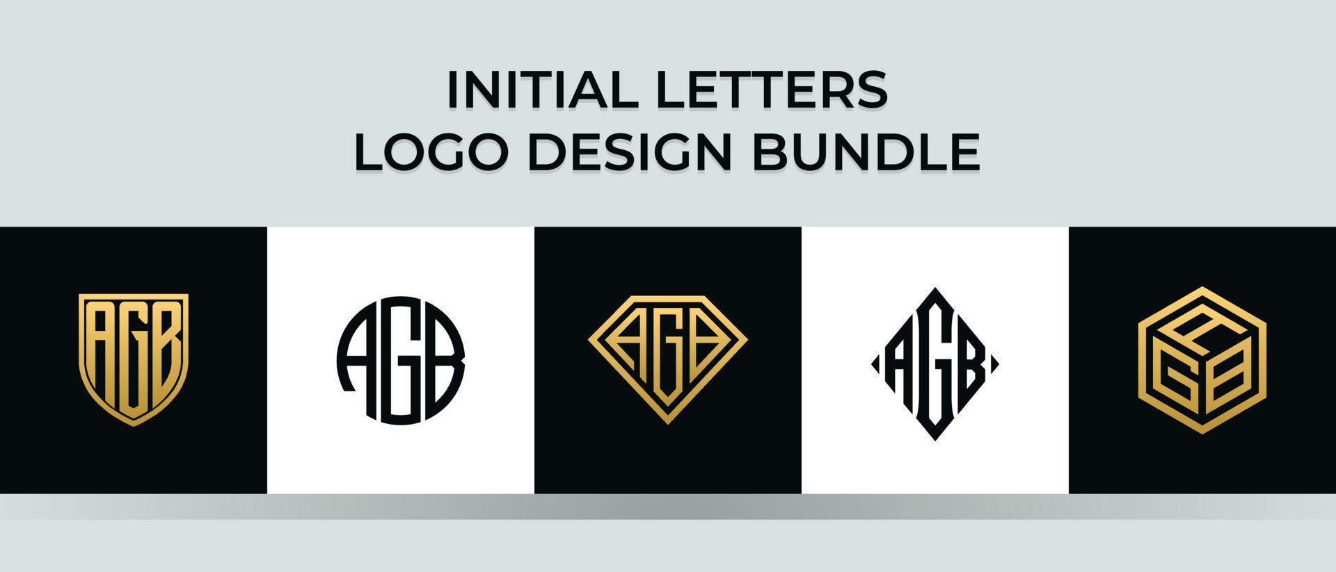 lettere iniziali agb logo design bundle vettore