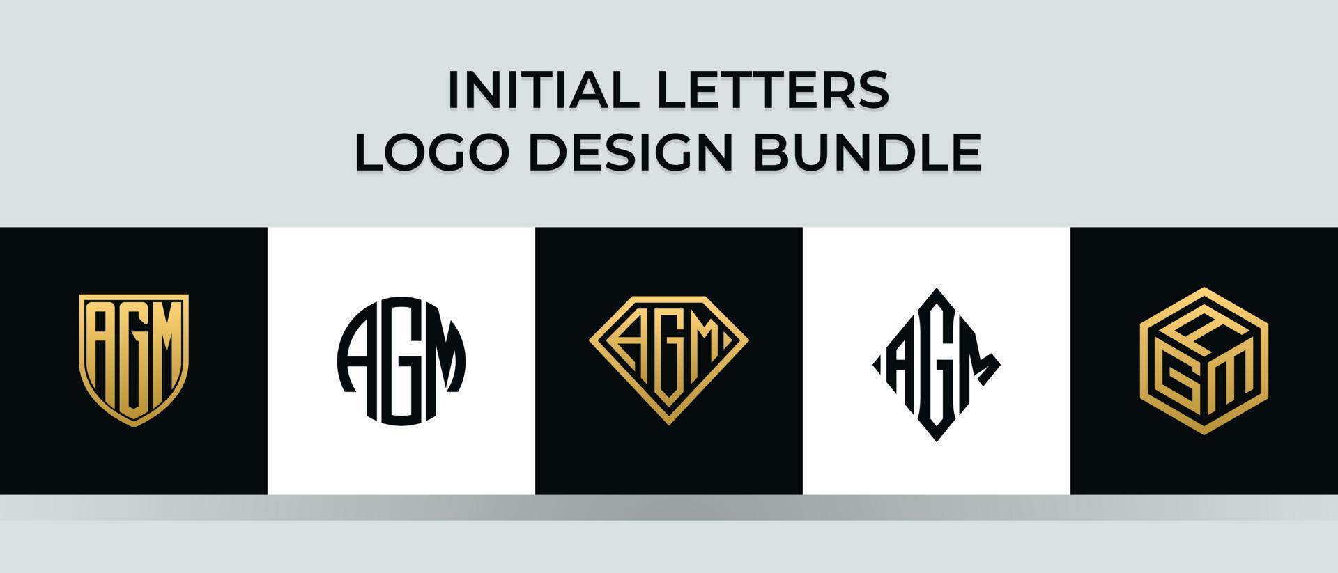 lettere iniziali agm logo design bundle vettore
