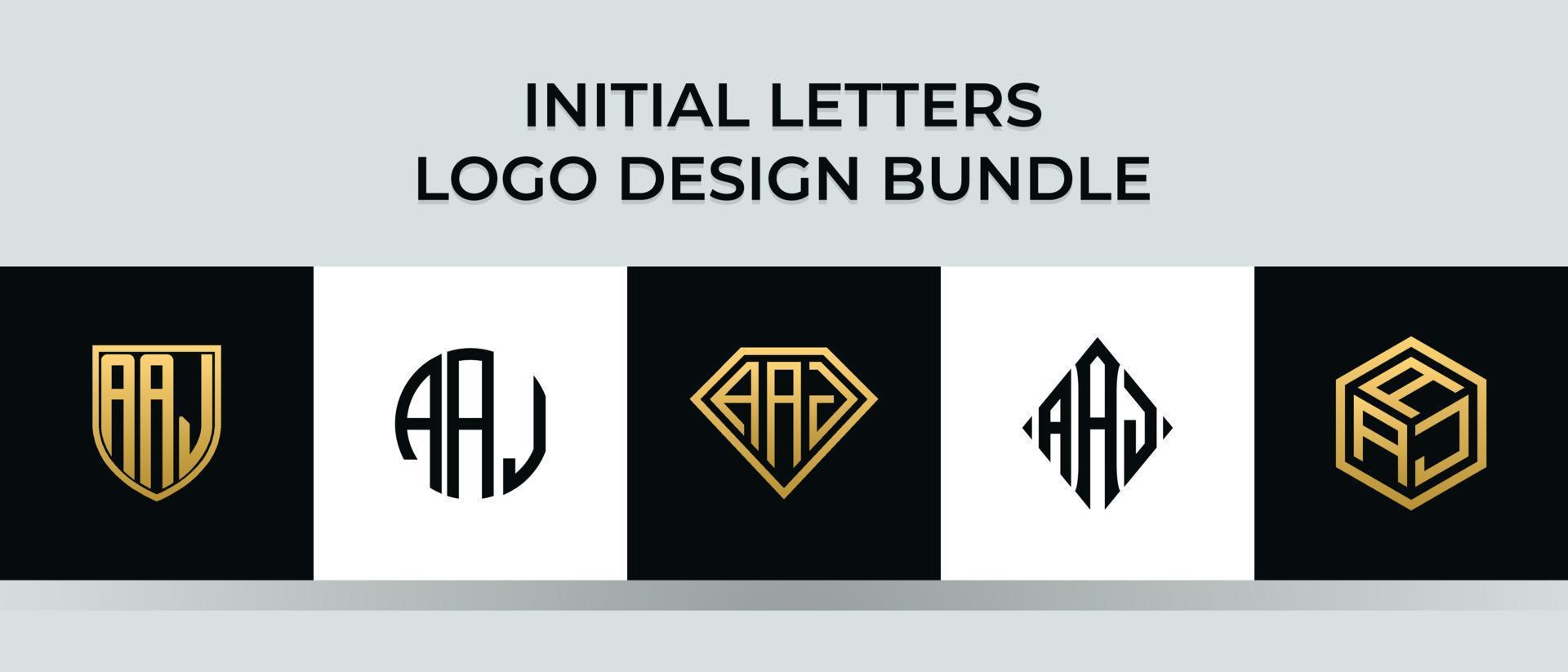 lettere iniziali aaj logo design bundle vettore