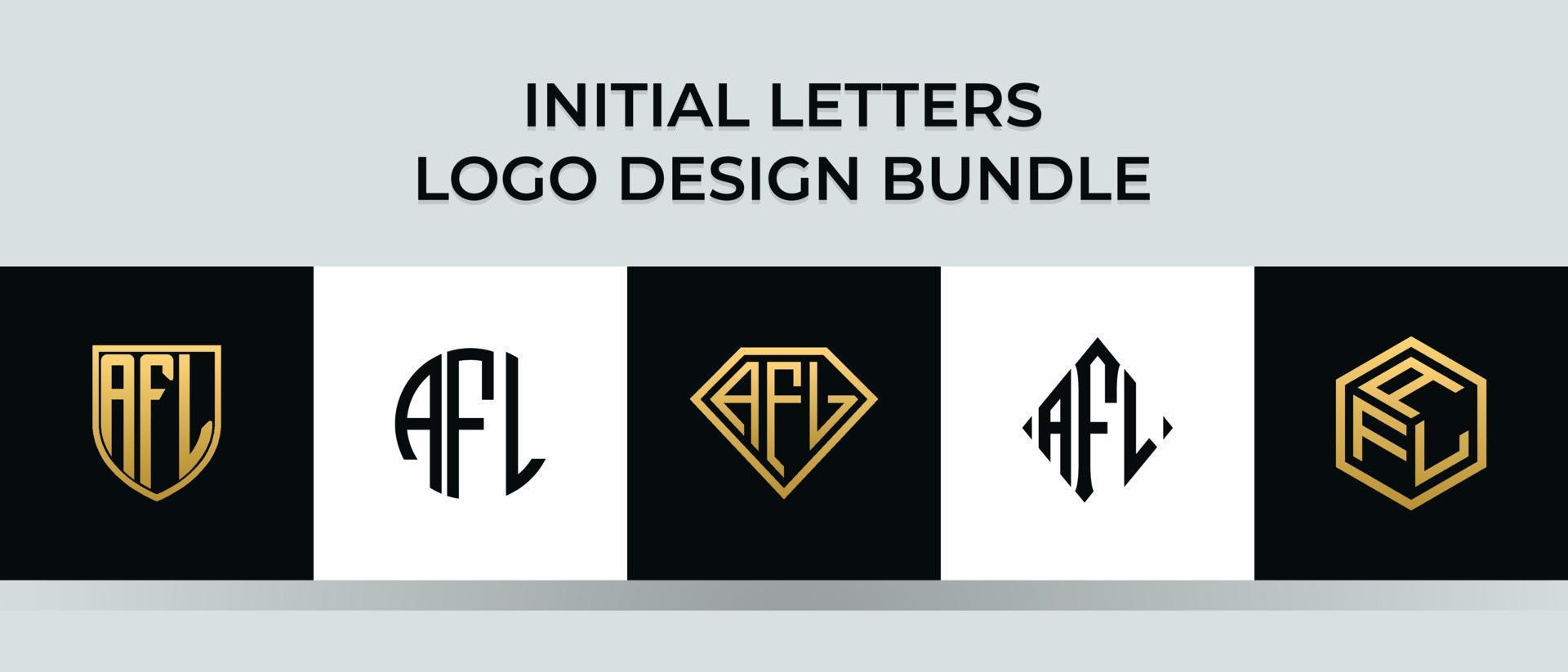 lettere iniziali afl logo design bundle vettore