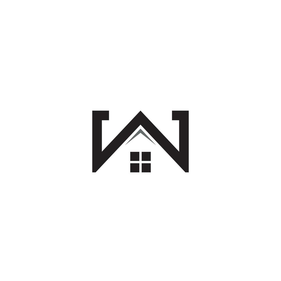 lettera w e logo della casa o design dell'icona vettore