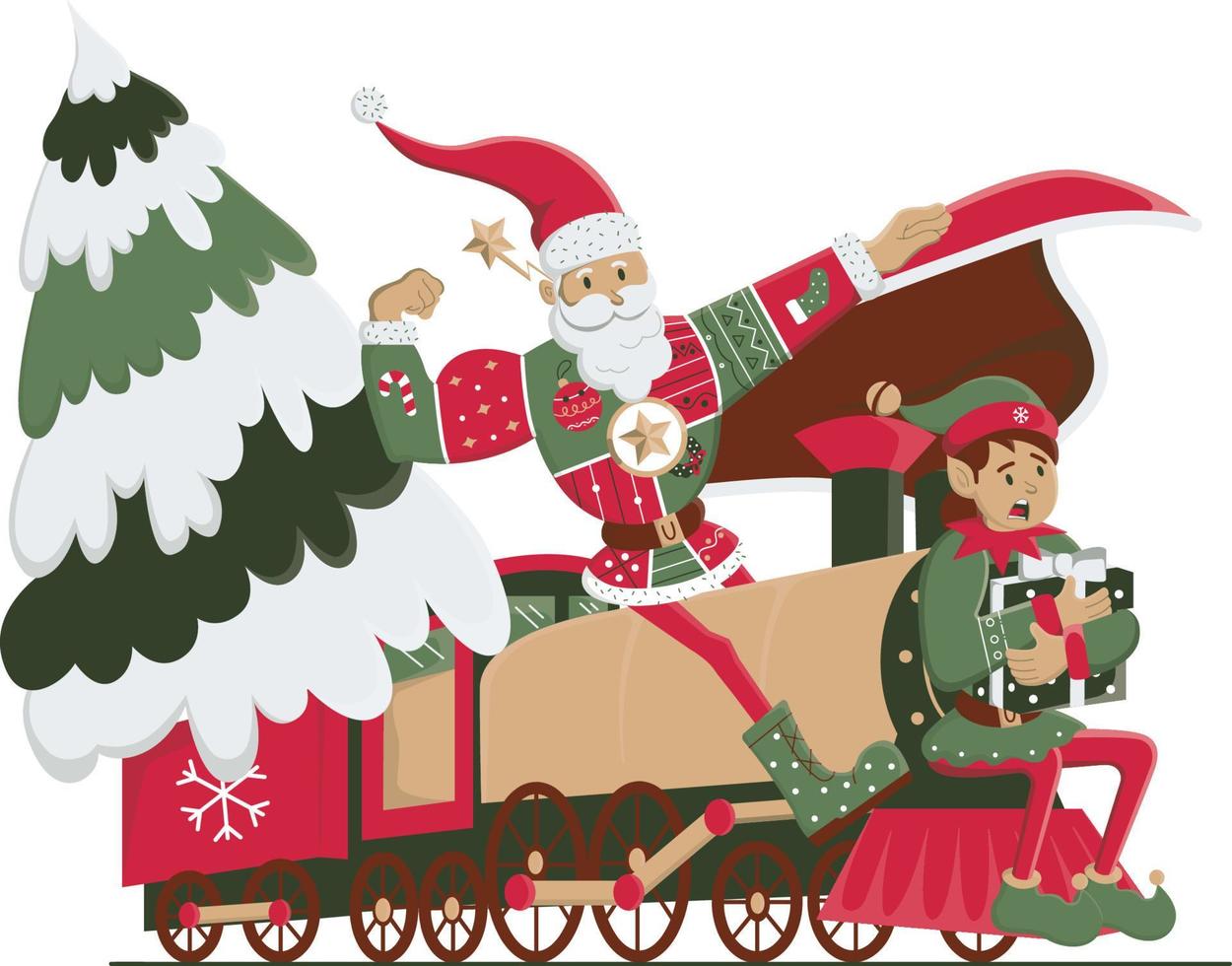 Babbo Natale sul treno vettore