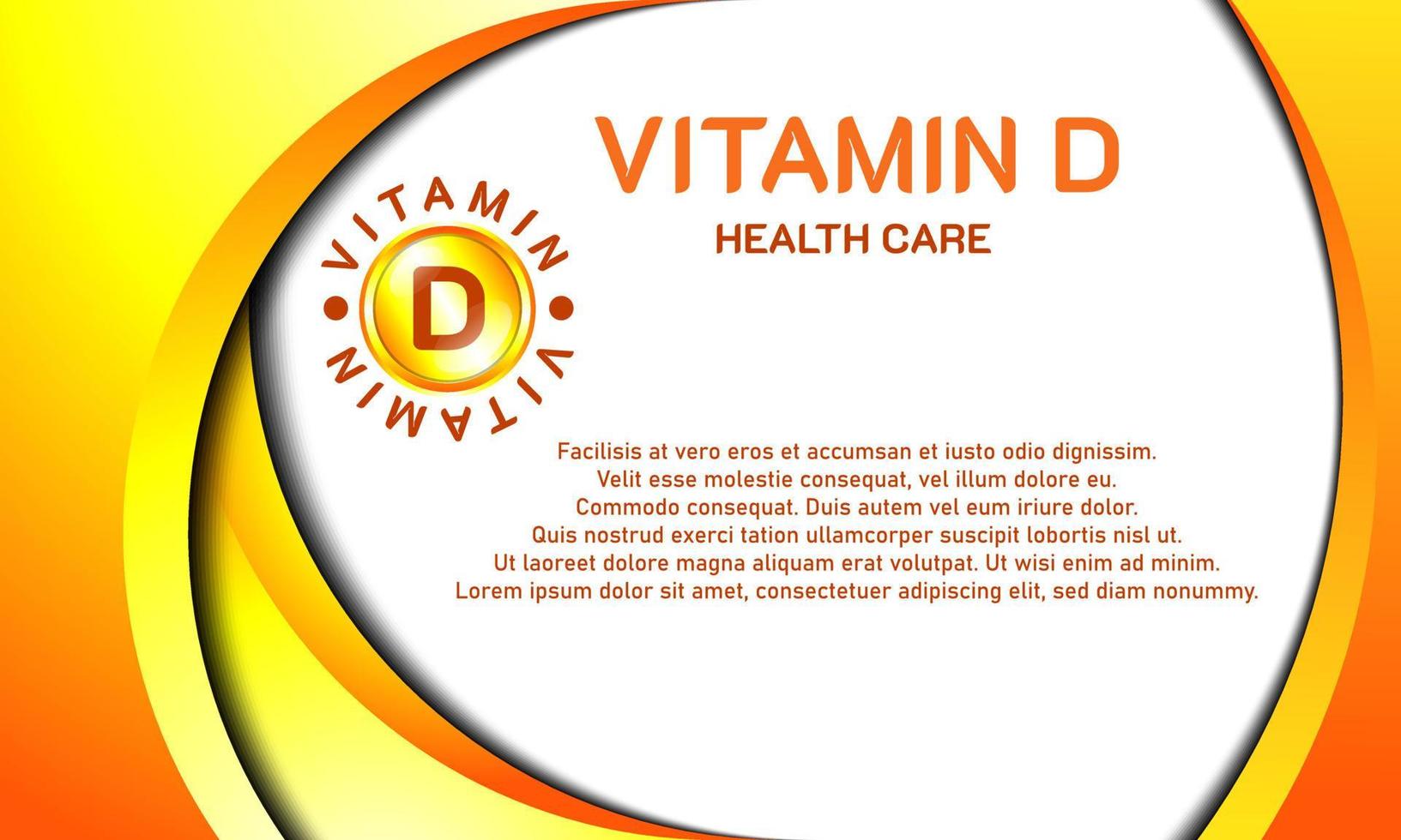 sfondo di vitamina d. con l'icona di spunta. sul colore giallo e bianco sfumato. modello di pulsante premium e di lusso vettore