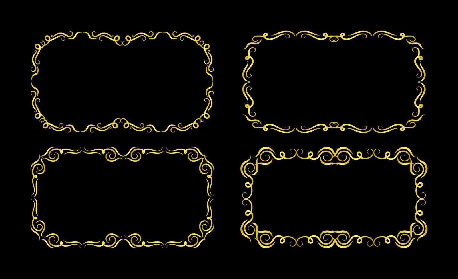 insieme di elementi di bordi d'oro, vettore di ornamento