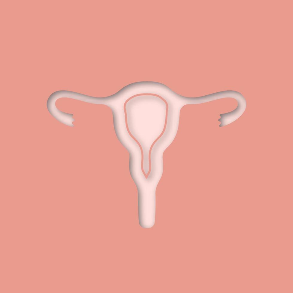 utero, tube di Falloppio e icona ritagliata della carta della vagina. sistema riproduttivo femminile. illustrazione vettoriale silhouette isolata
