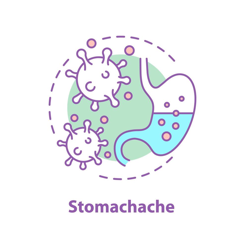 icona del concetto di mal di stomaco. illustrazione della linea sottile di idea di indigestione. mal di stomaco. gastroenterologia. disegno vettoriale isolato contorno