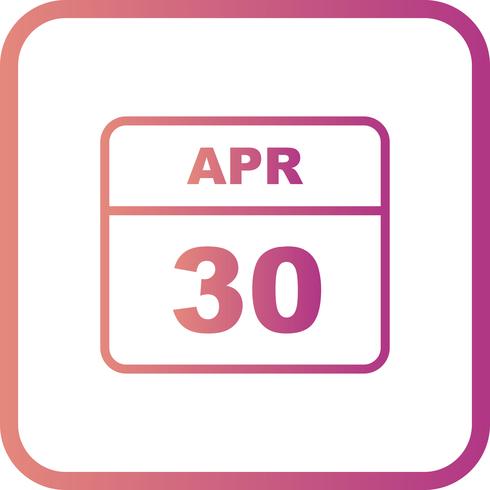 30 aprile Data su un calendario per un solo giorno vettore
