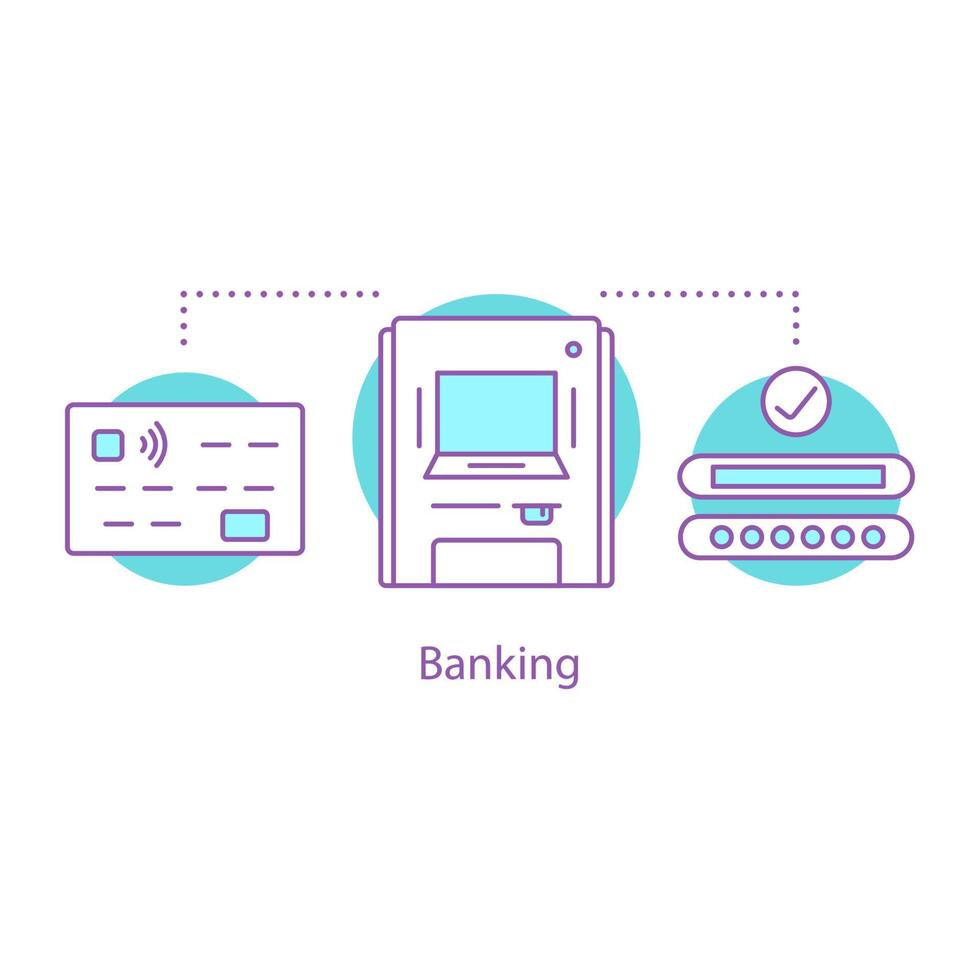 icona del concetto bancario. idea di pagamento senza contanti illustrazione al tratto sottile. transazioni con carta di credito. disegno vettoriale isolato contorno