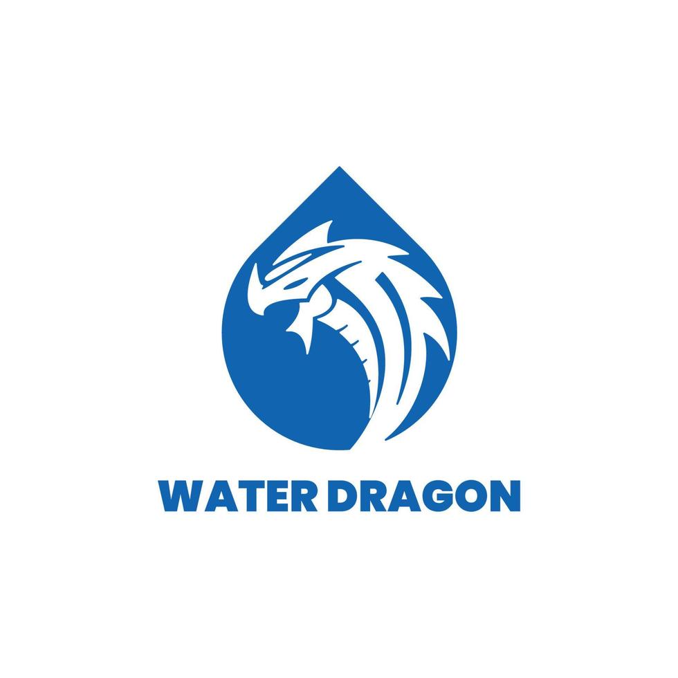 il logo blu del drago e dell'acqua è perfetto per un logo aziendale o di gioco vettore