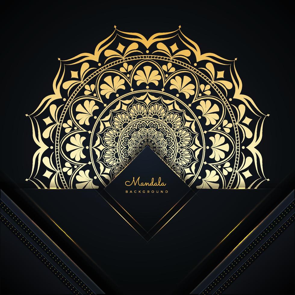 design decorativo di lusso mandala sfondo dorato per islamico, ramadan, banner design, biglietto da visita, puja, biglietto di auguri, biglietto eid, natale, poster design vettore