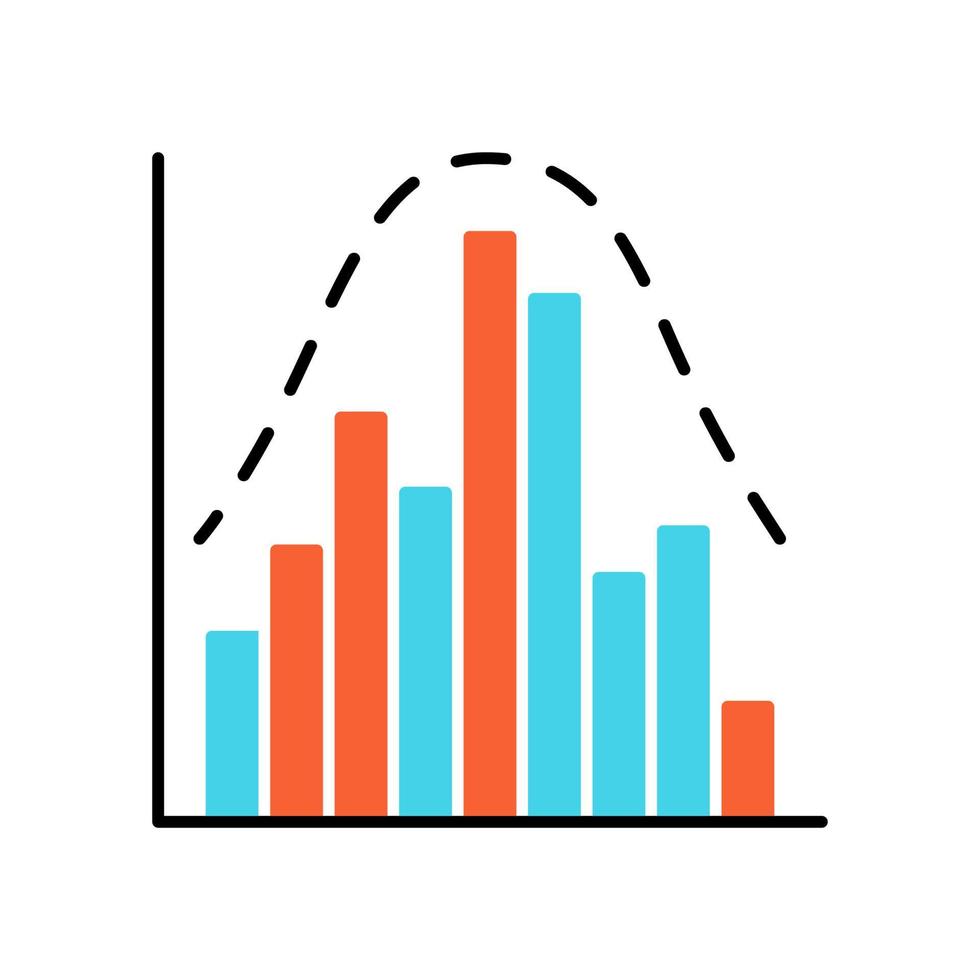 icona del colore dell'istogramma. diagramma. informazioni commerciali. analisi finanziaria. visualizzazione dei dati statistici. rappresentazione simbolica delle informazioni. rapporto in forma visibile. illustrazione vettoriale isolato