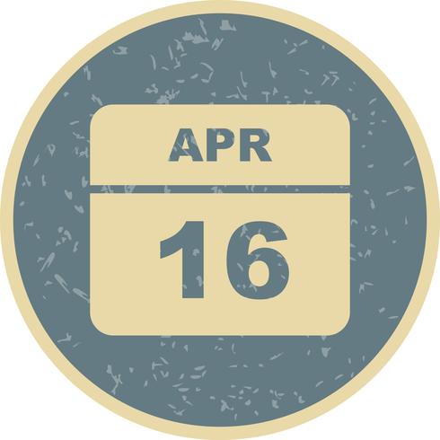 16 aprile Data su un calendario per un solo giorno vettore