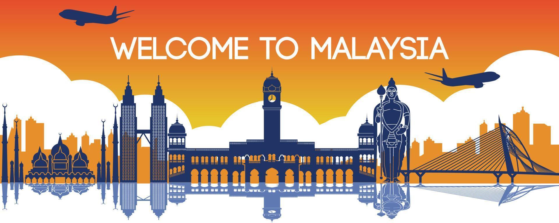 famoso punto di riferimento della Malesia, destinazione di viaggio, silhouette design vettore