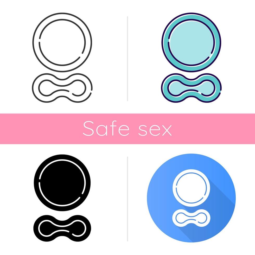 icona dell'anello contraccettivo. opzione conservante femminile. prodotto vaginale per il sesso sicuro. rapporti sani. prevenzione della gravidanza. design piatto, stili lineari e di colore. illustrazioni vettoriali isolate