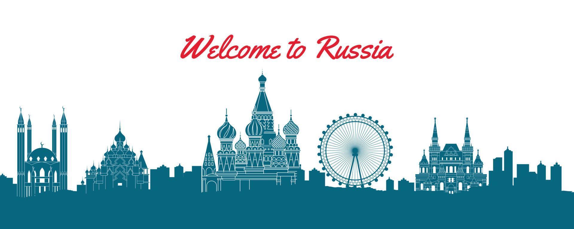 famoso punto di riferimento della russia, destinazione di viaggio, design silhouette, design classico vettore