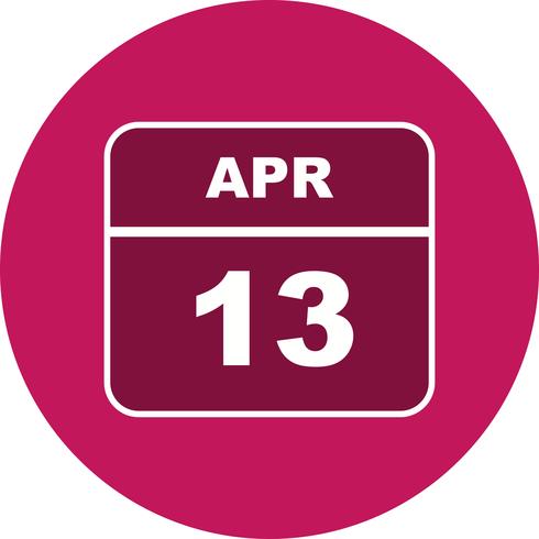 13 aprile Data su un calendario per un solo giorno vettore