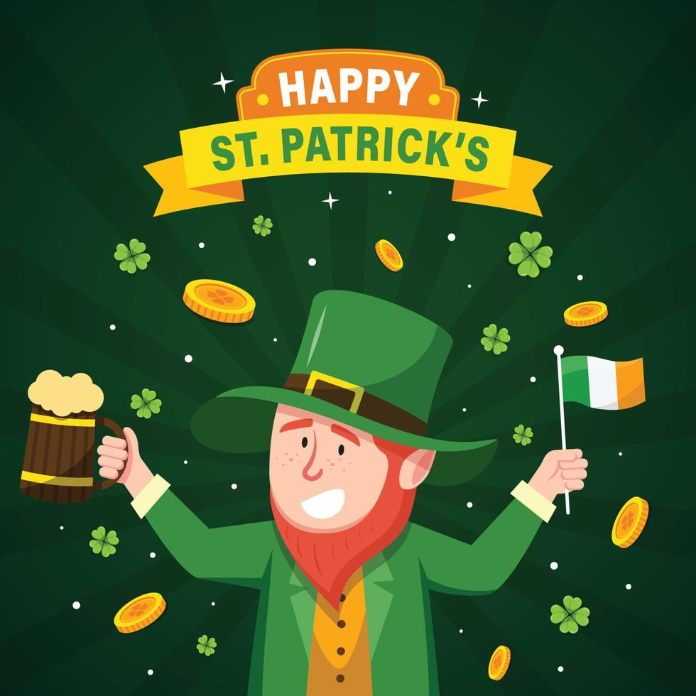 leprechaun illustrazione del giorno di san patrizio vettore